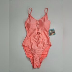 Blu C Women's Coral Pink One Piece Swimsuit Size Small S NWT